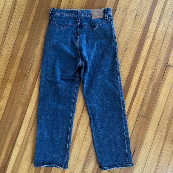 Levi’s Premium Denim Ribcage Straight Ankle No Back Pocket Jeans in Washed Black - Picture 3 of 7